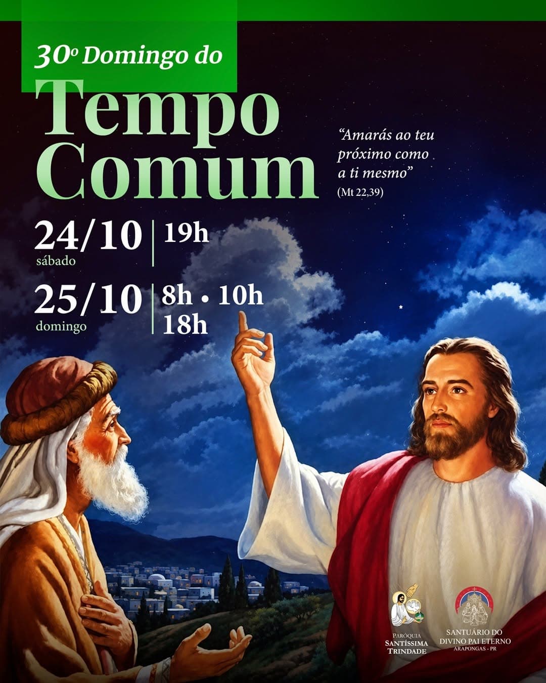 Santas Missas no 30º Domingo do Tempo Comum